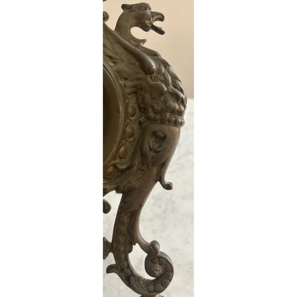 Antique WC Co. Cast Iron Victorian Mantle Clock Ornate Cherub Working Gargoyle